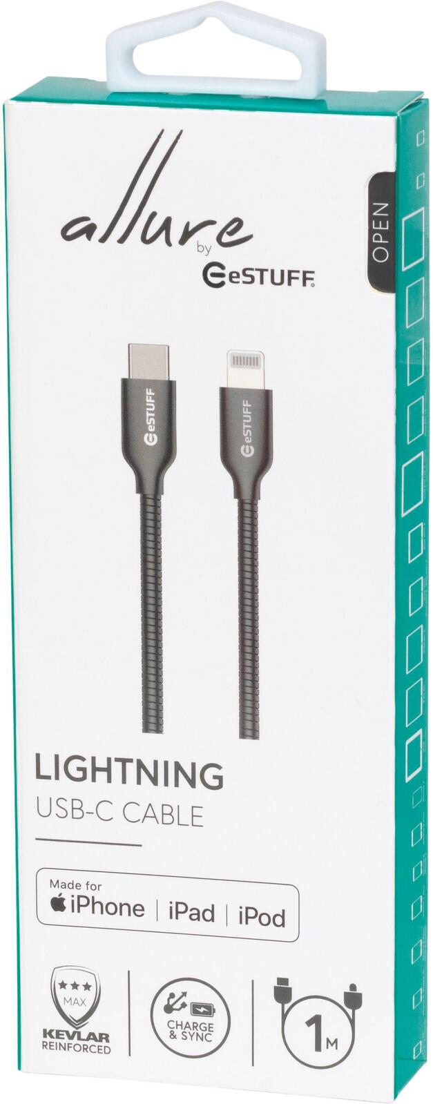 eSTUFF USB-C to Lightning Cable MFI - 1m, Grau eSTUFF USB-C to Lightning Cable MFI - 1m, Grau